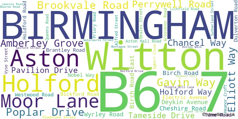 A word cloud for the B6 7 postcode